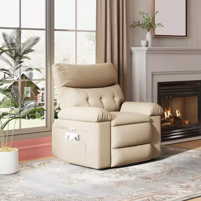 Poltrona reclinabile elettrica in similpelle PU da 37,4 pollici, reclinabile regolabile, imbottitura in spugna 1,5X, larghezza seduta, portabicchieri, divano singolo ergonomico