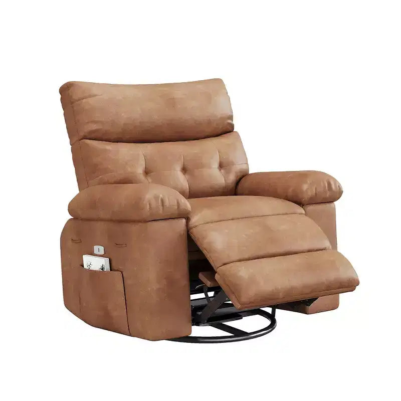 Poltrona reclinabile elettrica in similpelle PU da 37,4 pollici, reclinabile regolabile, imbottitura in spugna 1,5X, larghezza seduta, portabicchieri, divano singolo ergonomico