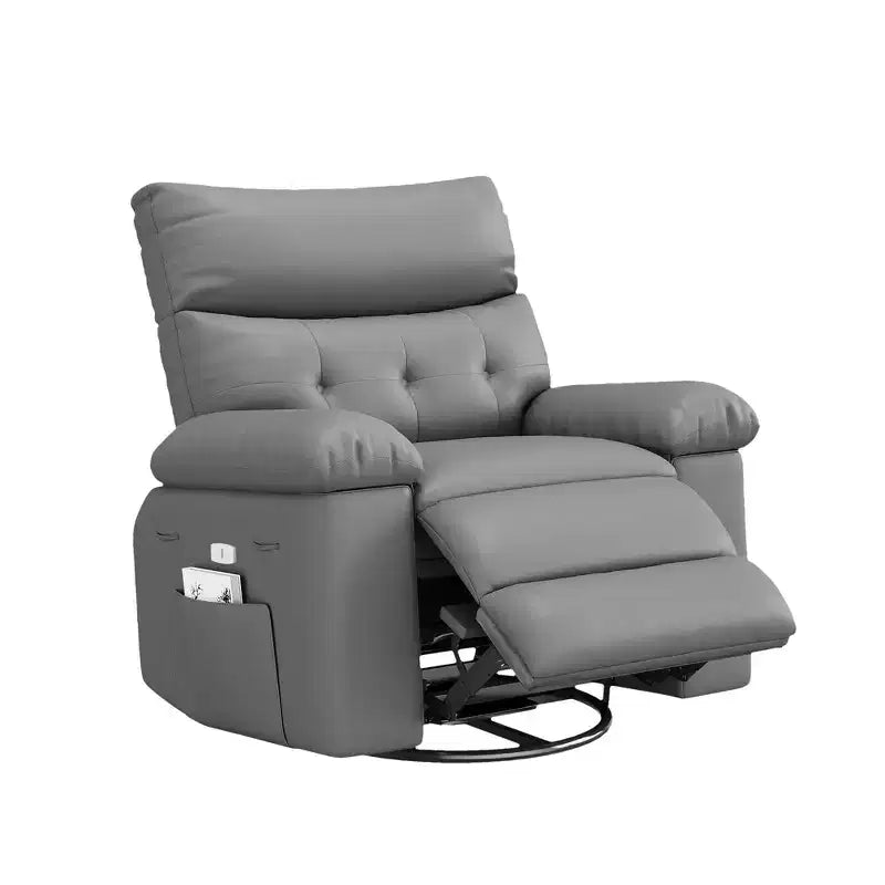 Poltrona reclinabile elettrica in similpelle PU da 37,4 pollici, reclinabile regolabile, imbottitura in spugna 1,5X, larghezza seduta, portabicchieri, divano singolo ergonomico