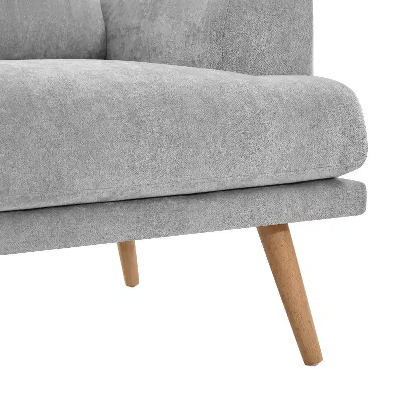 Divano a 3 posti per soggiorno, con gambe in legno di gomma, divano per casa/appartamento, grigio