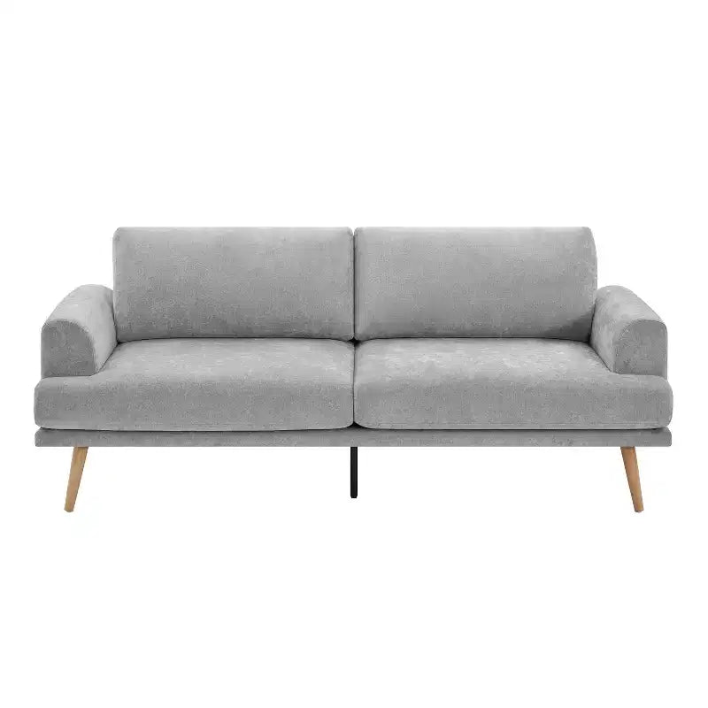 Divano a 3 posti per soggiorno, con gambe in legno di gomma, divano per casa/appartamento, grigio