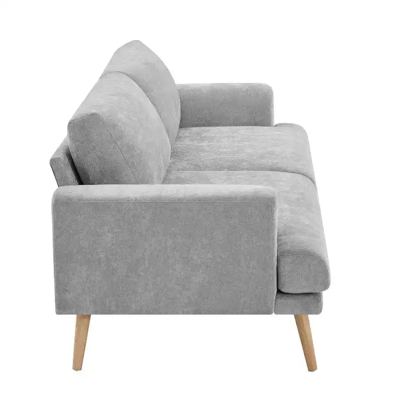 Divano a 3 posti per soggiorno, con gambe in legno di gomma, divano per casa/appartamento, grigio