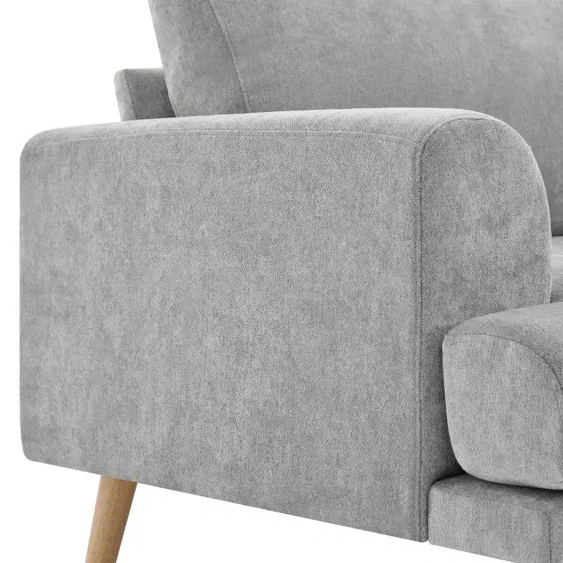 Divano a 3 posti per soggiorno, con gambe in legno di gomma, divano per casa/appartamento, grigio