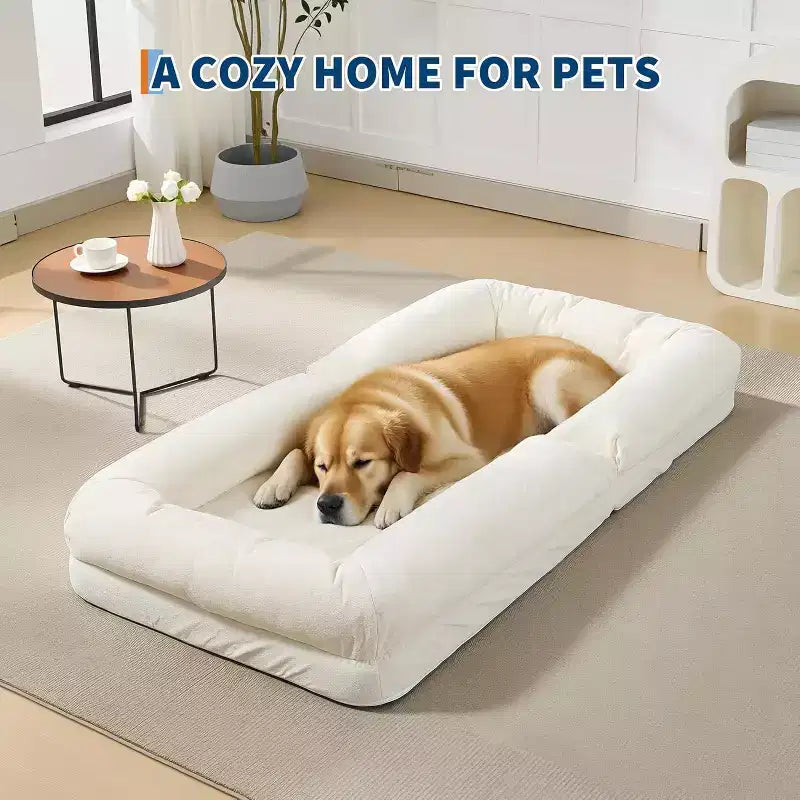 Letto Convertibile per Cani e Umani, Divano Letto Relax con Schienale Regolabile in 5 Posizioni, Poltrona Sacco, Cuccia Grande per Animali Domestici con Struttura in Metallo, per Soggiorno