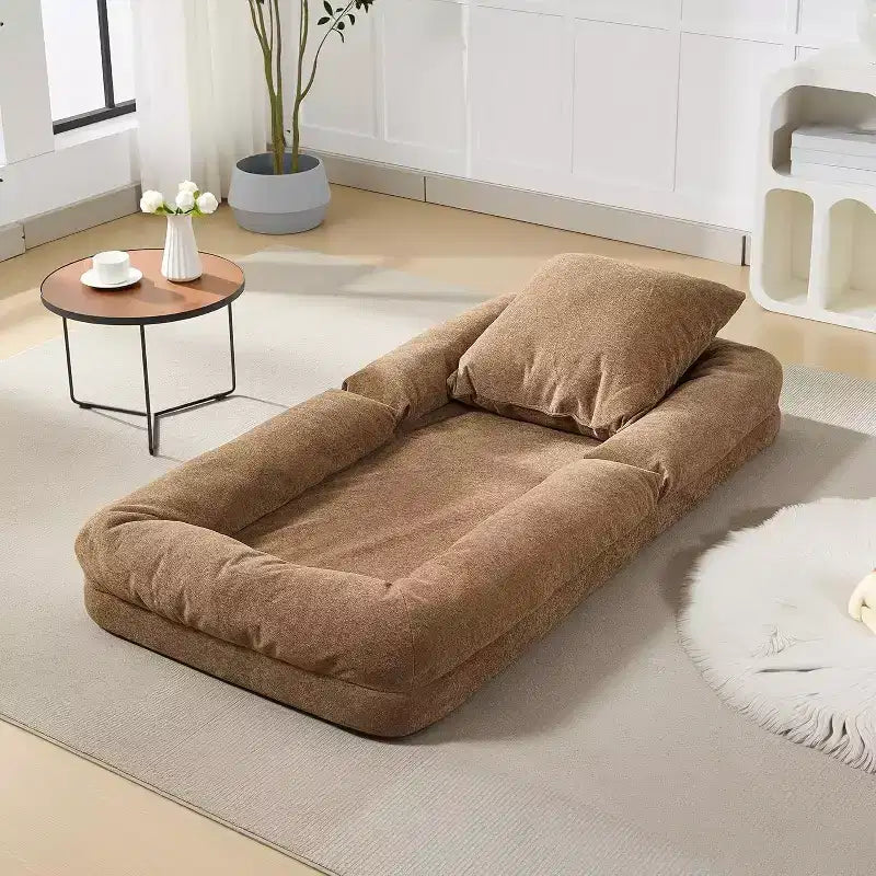Letto Convertibile per Cani e Umani, Divano Letto Relax con Schienale Regolabile in 5 Posizioni, Poltrona Sacco, Cuccia Grande per Animali Domestici con Struttura in Metallo, per Soggiorno