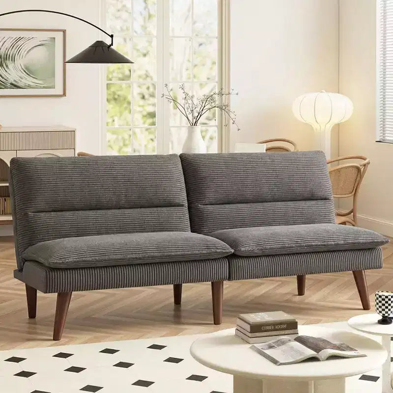 Divano letto futon convertibile in velluto a coste da 67", divano reclinabile 3-in-1 per piccoli spazi, divano letto compatto per appartamento, camera degli ospiti