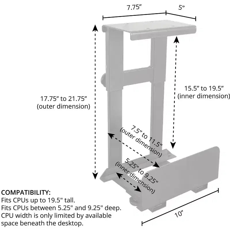 Supporto regolabile per computer fisso/tower da sotto la scrivania